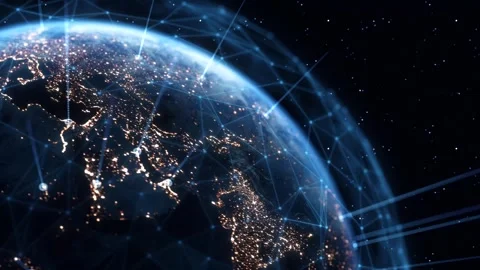 Global Connection Lines. Earth Network Data Transfer. Futuristic AI Technology Stock Footage 331033754