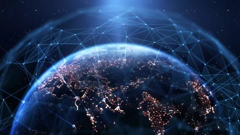 Global Connection Lines. Earth Network Data Transfer. Futuristic AI Technology Stock Footage 331155710