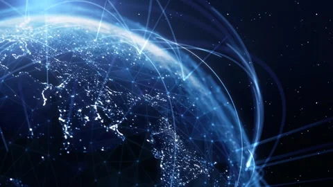 Global Connection Lines. Earth Network Data Transfer. Futuristic AI Technology Stock Footage 331341732