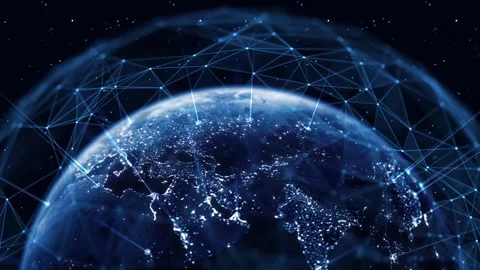 Global Connection Lines. Earth Network Data Transfer. Futuristic AI Technology Stock Footage 333697427