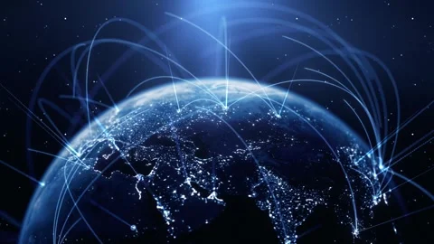 Global Connection Lines. Earth Network Data Transfer. Futuristic AI Technology Stock Footage 333697522