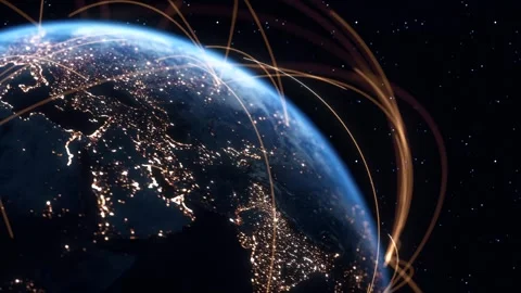 Global Connection Lines. Earth Network Data Transfer. Futuristic AI Technology Stock Footage 333697539