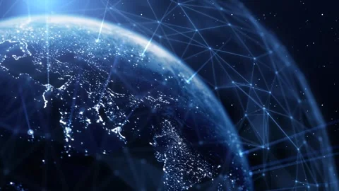 Global Connection Lines. Earth Network Data Transfer. Futuristic AI Technology Stock Footage 333697551