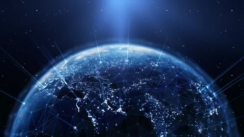 Global Connection Lines. Earth Network Data Transfer. Futuristic AI Technology Stock Footage 336498195