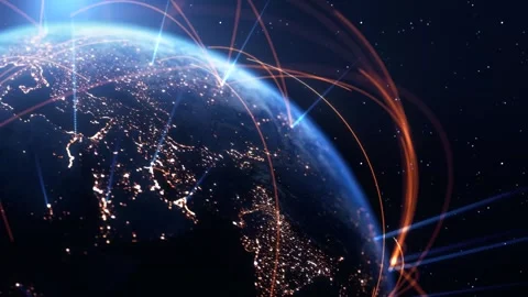 Global Connection Lines. Earth Network Data Transfer. Futuristic AI Technology Stock Footage 336498601