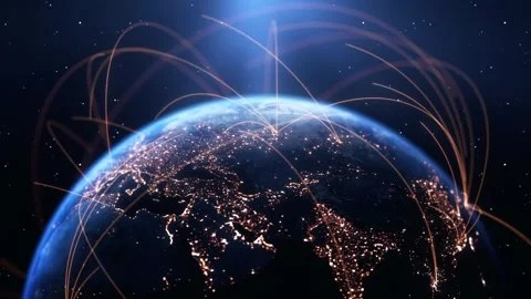 Global Connection Lines. Earth Network Data Transfer. Futuristic AI Technology Stock Footage 336498740