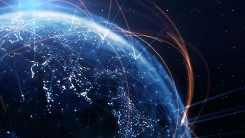 Global Connection Lines. Earth Network Data Transfer. Futuristic AI Technology Stock Footage 338008842