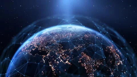 Global Connection Lines. Earth Network Data Transfer. Futuristic AI Technology Stock Footage 338008939