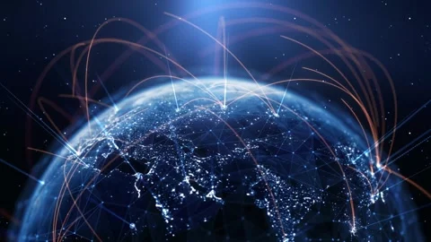 Global Connection Lines. Earth Network Data Transfer. Futuristic AI Technology Stock Footage 338009813