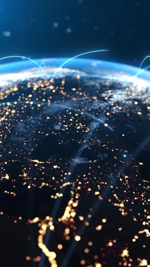 Global Connection Lines. Network Data Transfer Over Earth. Futuristic AI Stock Footage 315566125