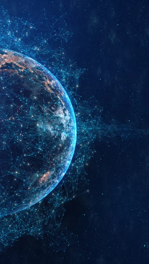 Global Connection Lines. Network Data Transfer Over Earth. Futuristic AI Stock Footage 333964436