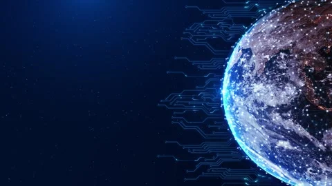 Global Connection Lines. Network Data Transfer Earth. Futuristic AI Technology, Stock Footage 341901175