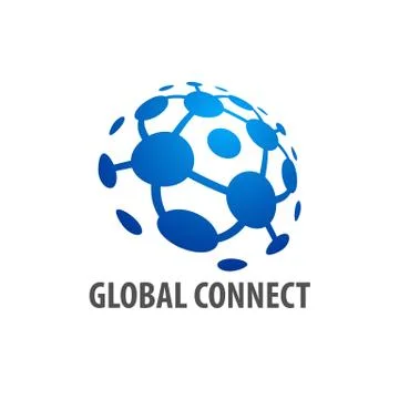 Global connection logo concept design template in blue color Stock Illustration