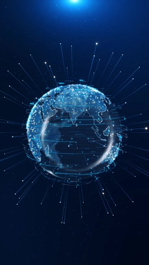 Global connection network World map digital futuristic Hi tech Digital planet co Stock Footage 341897023