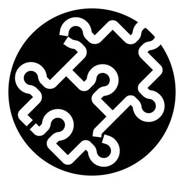 Global connection puzzle pieces inside black circle Stock Illustration