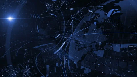 Global connection.Abstract Sci Fi HUD animation.Globe Earth.World.Broadcast Stock Footage 160902317
