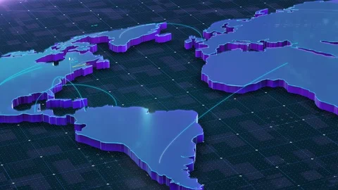 Global Connections over World Map. Main destinations with air traffic flights. Video stock 100243782