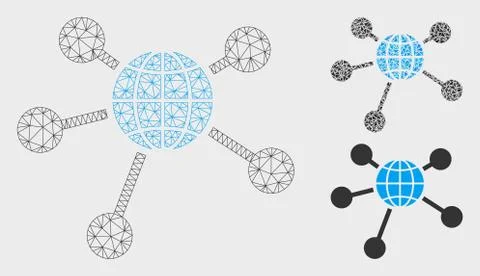 Global Connections Vector Mesh 2D Model and Triangle Mosaic Icon イラスト素材