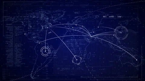 Global connection.Technological interface. Vídeos de archivo 132900539