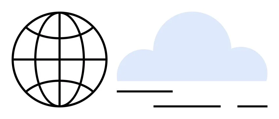 Global Connectivity and Cloud Computing Concept with a Globe and Cloud Illustrazione stock