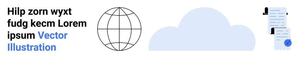 Global Connectivity and Cloud Data Storage with Document Management Concept Stock Illustration