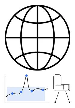 Global Connectivity and Data Analysis Concept with Modern Work Environment Stock Illustration