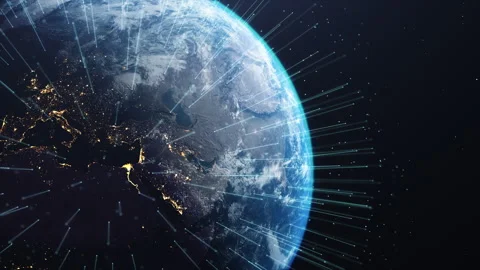Global connectivity  communication network connection lines around planet Earth Stock Footage 273679559