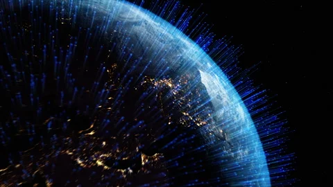 Global connectivity  communication network connection lines around planet Earth Stock Footage 273750416