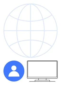 Global Connectivity Concept with User Profile and Computer Screen Stock Illustration