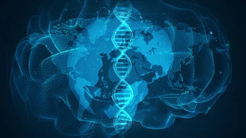 Global Connectivity of DNA and Technology in the Digital World Map 動画素材 343720439