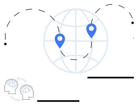 Global Connectivity with Geolocation and Knowledge Exchange Concept Stock Illustration