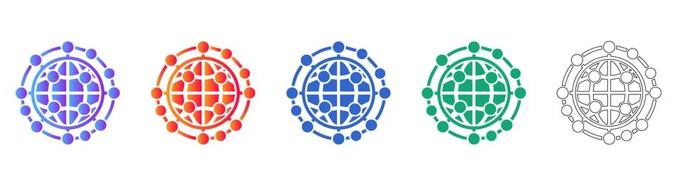 Global Connectivity Network Icon Set 스톡 일러스트
