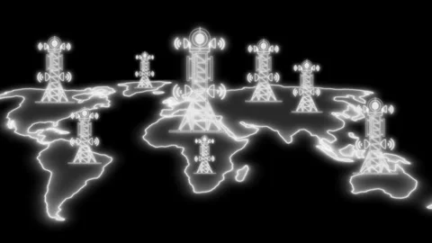 Global Connectivity with Network Towers Animation, Sci-Fi Network Tower wit.. Stock Footage 315035836