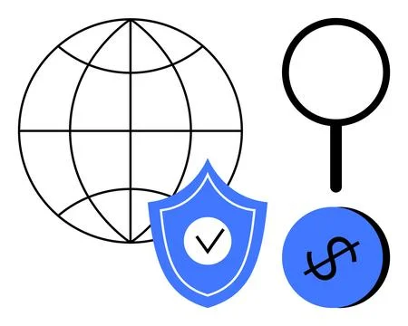 Global Connectivity with Security, Search, and Financial Elements in Modern.. 库存插图