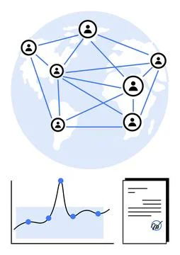 Global Connectivity Visualizing Network Dynamics and Data Analytics in a Di.. Stock Illustration