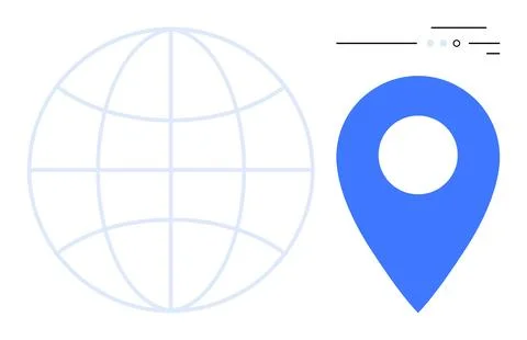 Global Connectivity with World Map and Location Pin Navigation and GPS Stock Illustration