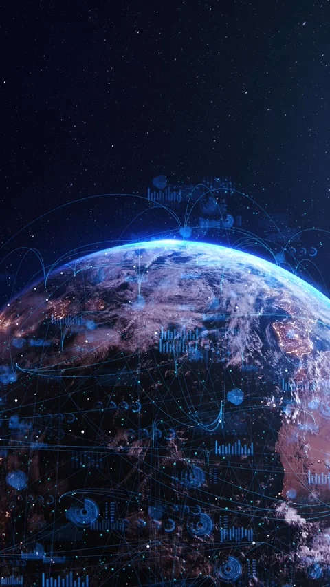 Global connectivity worldwide communication network connection lines around Stock Footage 333964340