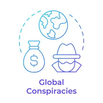 Global conspiracies blue gradient concept icon Stock Illustration