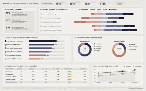 Global Consumer Survey Dashboard with Data Visualization and Analytics Stock Illustration