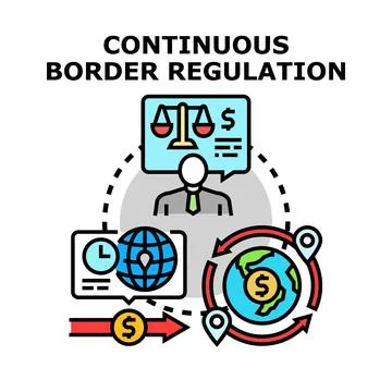 Global continuous border regulation economic financial control Stock Illustration