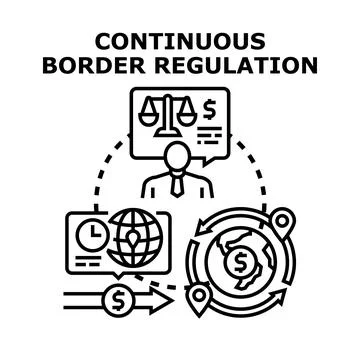 Global continuous border regulation economic financial control Stock Illustration