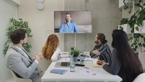 Global Corporate Online Videoconference Chat in Meeting Room with Diverse People Stock Footage 309227774