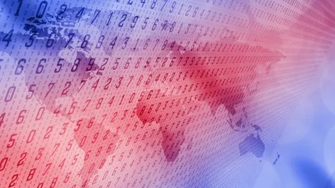 Global count exploring population and data analysis through digital map Stock Footage 245970636