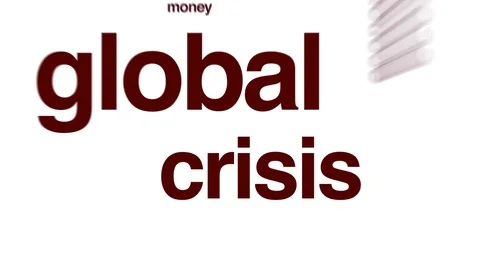 Global crisis animated word cloud. Video stock 70487165