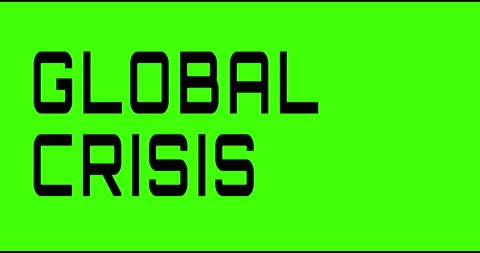 Global crisis text green screen, masked glitched effect. Stock Footage 132621602