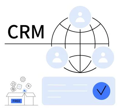 Global CRM Network with User Profiles and Free Trial Package Box for Custom.. Stock Illustration