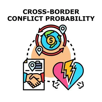 Global cross border conflict probability concept illustration Stock Illustration