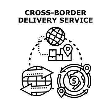 Global cross border delivery service logistics concept Stock Illustration