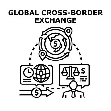 Global cross border exchange developing transactions worldwide Stock-Illustration