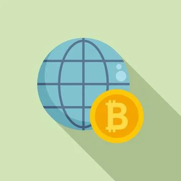 Global cryptocurrency icon flat vector. Crypto money Illustrazione stock